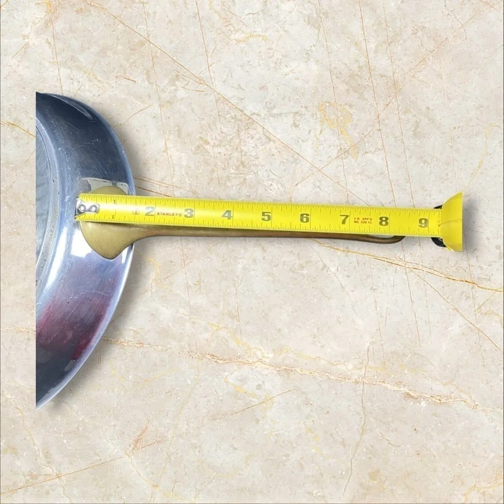 VTG Frying Pan 11” Stainless Steel Brass Handle Heavy - Great!